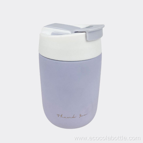 280ml Plastic Flip Lid With Straw Vacuum Pot